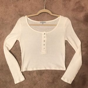 Long sleeve cream crop top